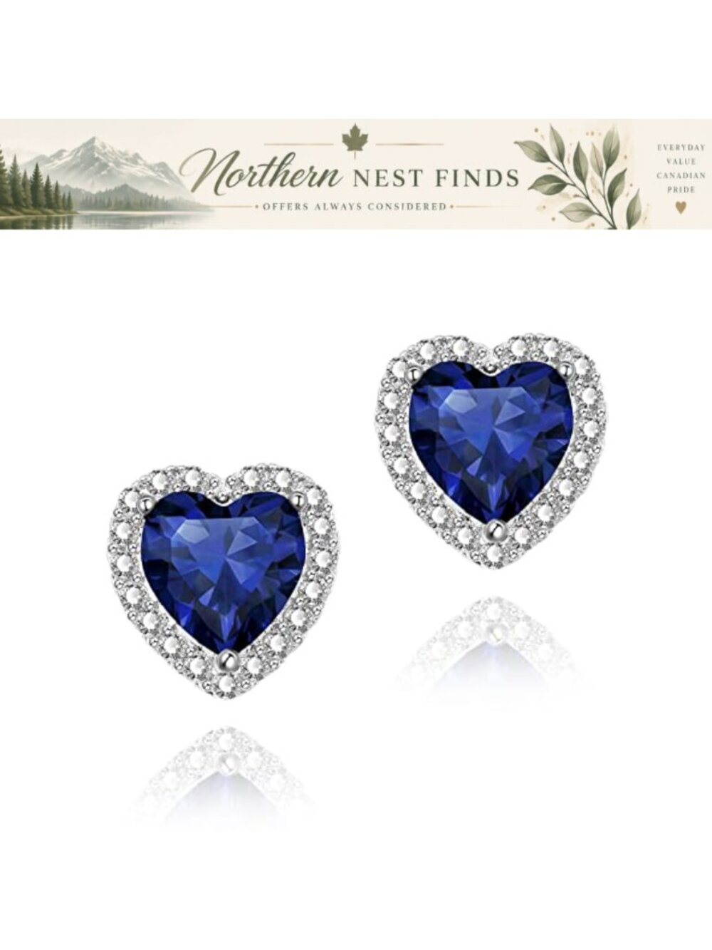 Heart Cubic Zirconia Stud Earrings White Gold Plated Brass
